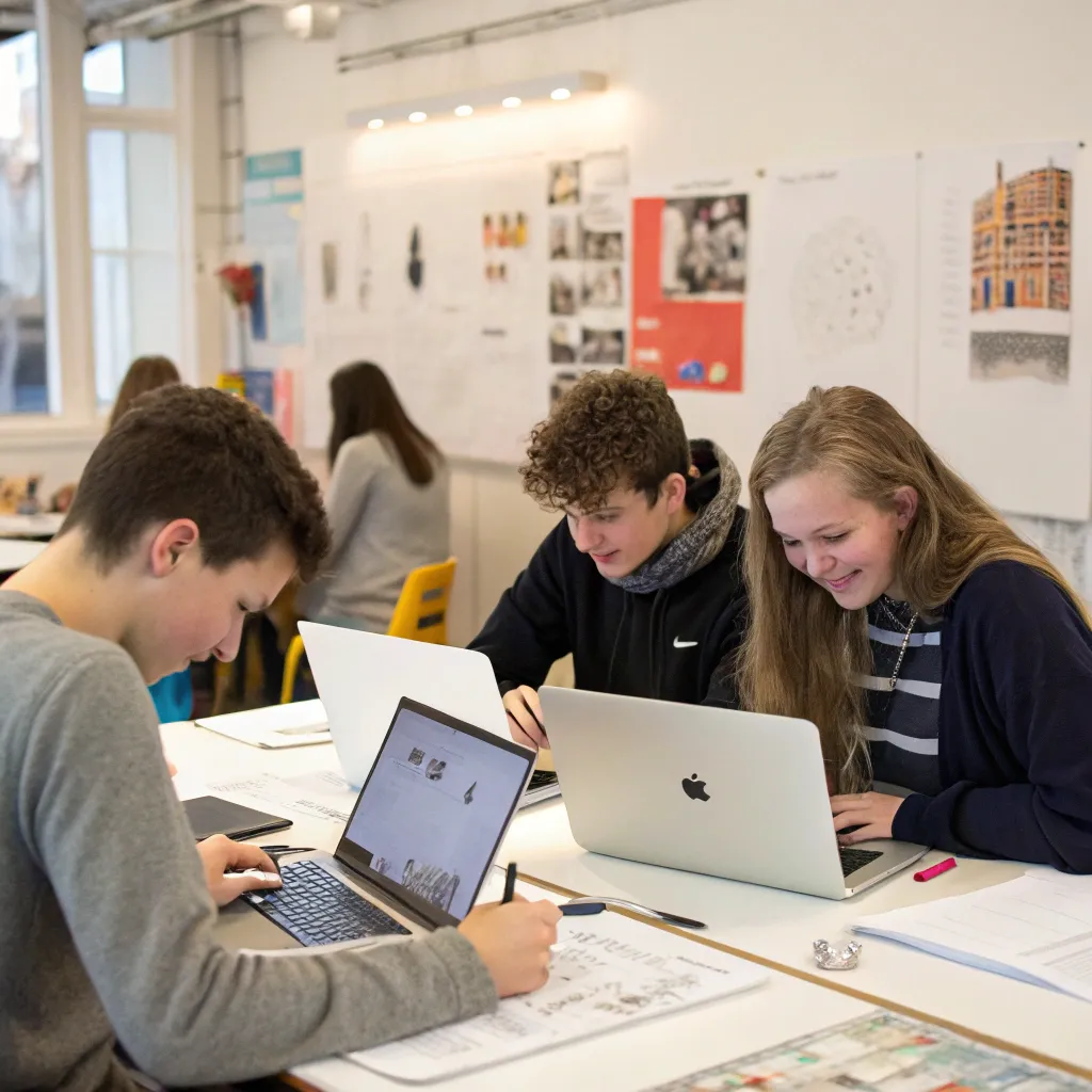 Students engaged in design learning